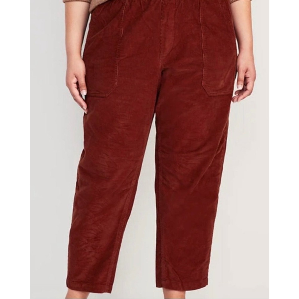 Old Navy High Waisted
Corduroy Pulla Utility Barrel Pants Maroon 2X Plus Size